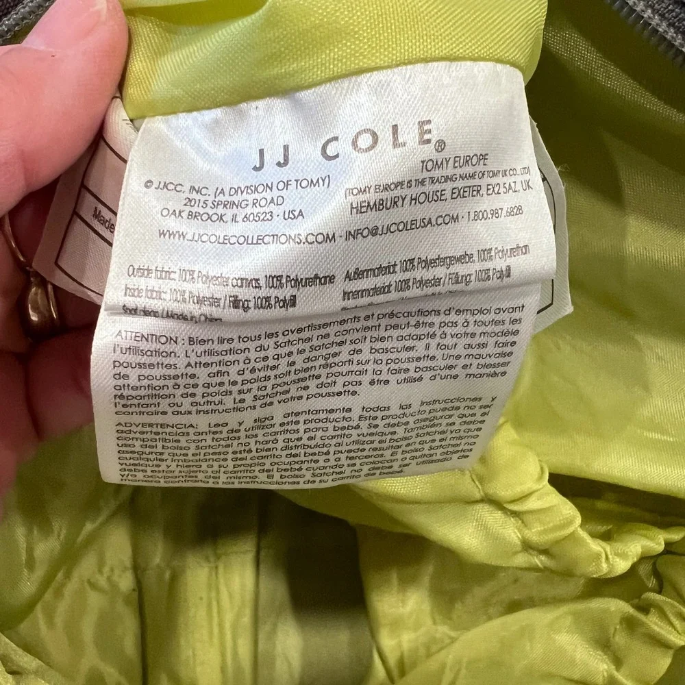 JJ Cole Satchel Diaper Bag Gray White Quatrefoil Trellis Stroller Straps Large